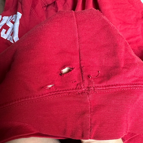 vintage bright red wisconsin sports college sweater hoodie oversized size large - Picture 8 of 10